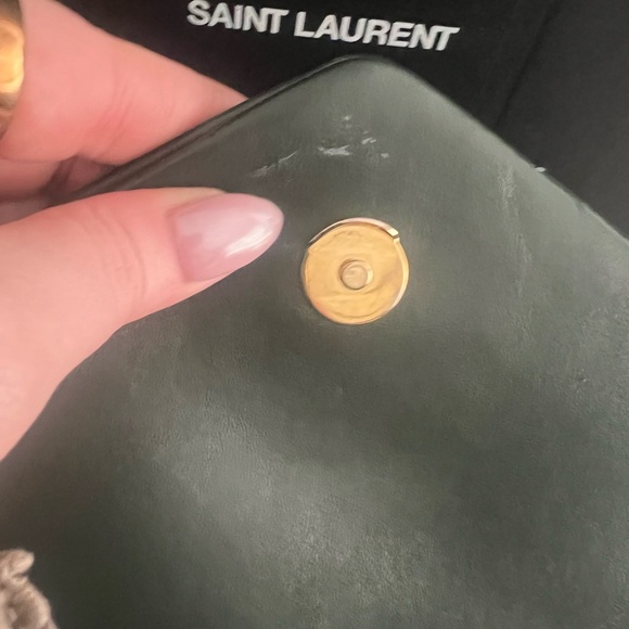 Saint Laurent Green and Gold Quilted Shoulder Bag - Picture 5 of 12